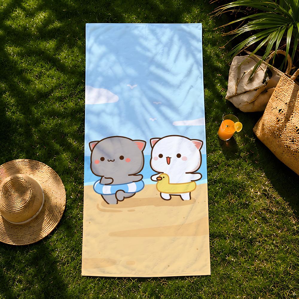 Character P-Peach C-Cat Towel Beach Towel, Quick Drying Absorbent Bath Towel For Swim,Gym,Camping,Outdoor Hot