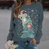 Womens Christmas Elk Print Crewneck Sweatshirt Casual Long Sleeve Top