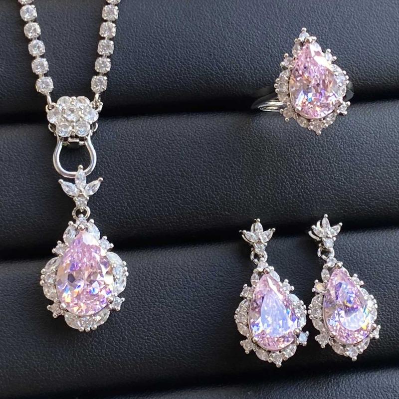 Sace Gems Classic Copper Alloy Zircon Ring Earrings Pendant Necklace Jewelry Sets Wedding Party Gifts