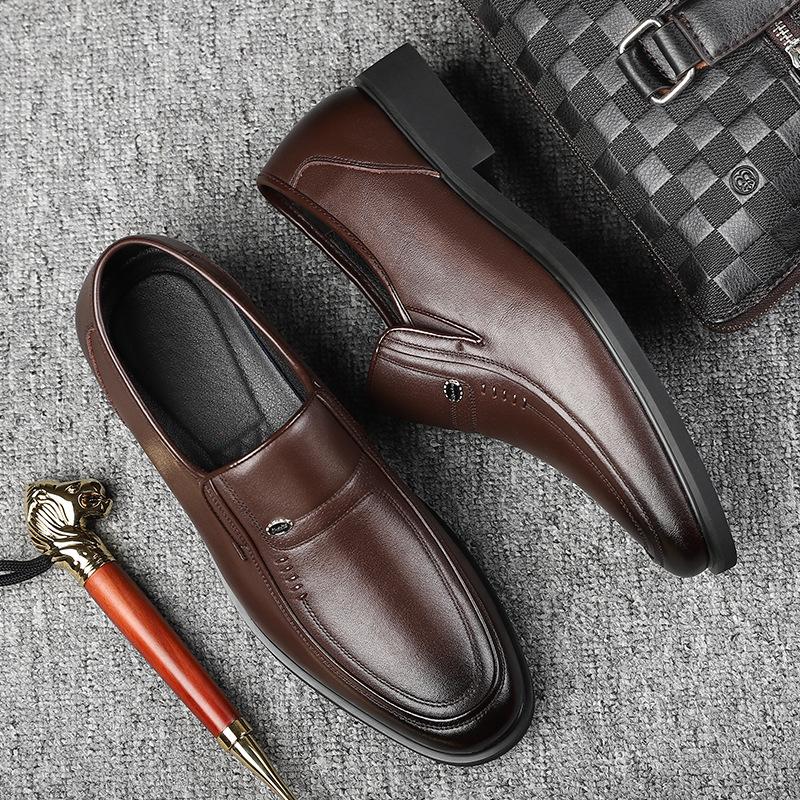ModeLeder Herren Business Schuhe Mittelalterliche und Ältere Väter Rindsleder Frühling Herbst Rutschfeste Schuhe Herren Designer Slipper