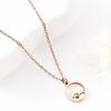 European-American Fashion Metal Necklace: Minimalist Mustard Seed Round Plate, Flat Cross Chain, Stainless Steel