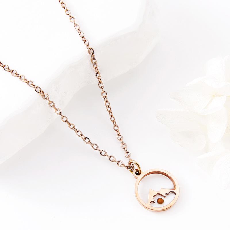 European-American Fashion Metal Necklace: Minimalist Mustard Seed Round Plate, Flat Cross Chain, Stainless Steel
