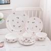 Floral Ceramic Tableware Teapot Sugar Milk Pot Cup And Saucer Deep Plate Soup Plate Salah Bowl Kitchen Supplies Tableware