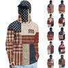 Long Sleeve Hooded Shirt with USA Flag Print Lightweight Pullover Top Casual Fit Soft Material for Everyday Wear