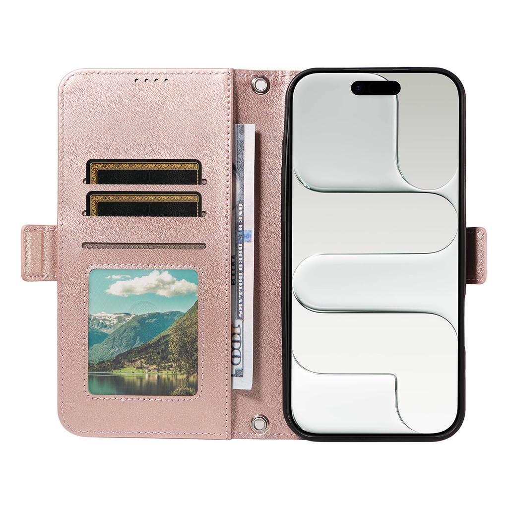 Crossbody Cards Solt Wallet Flip Leather Bling Phone Case for iPhone 17 Pro Max 16 Plus 15 14 13 12 11 Diamond Lanyard Bag Cover