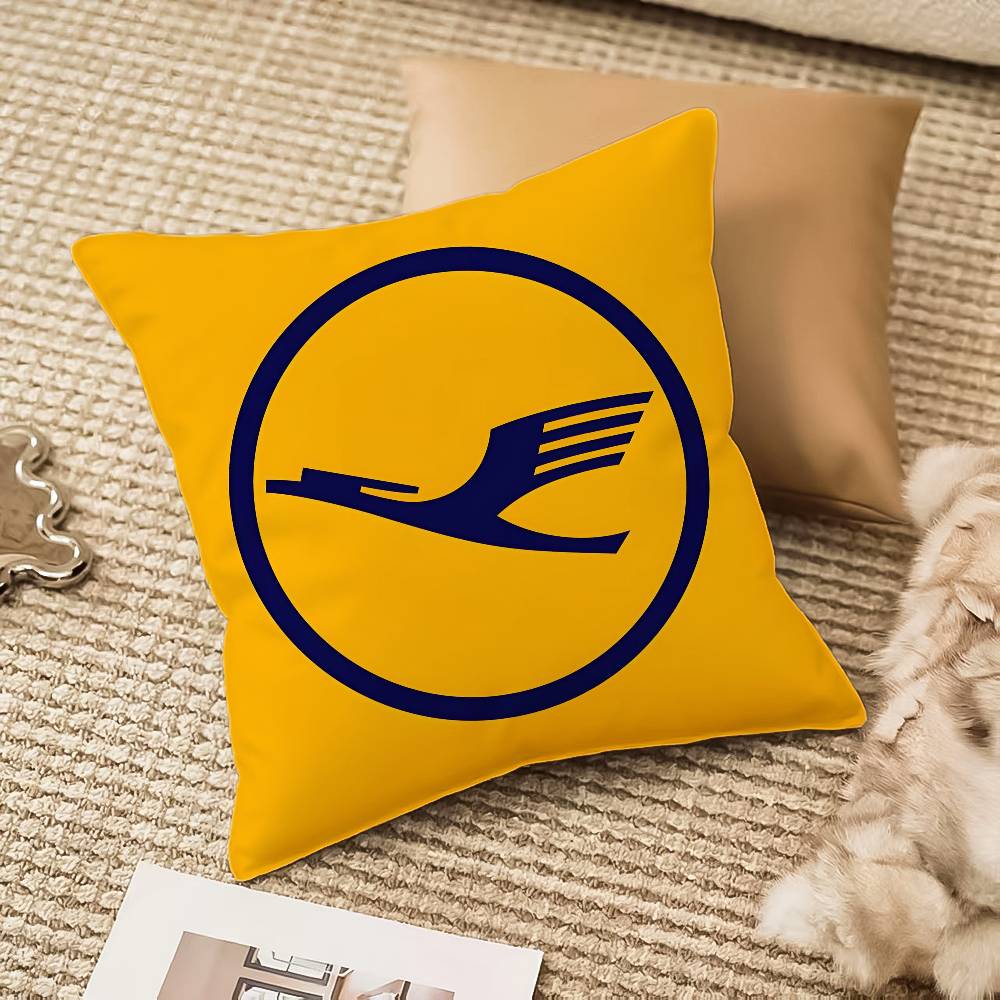 Flight Commemoration L-Lufthansa-T Airlines Pillow Case Comfort Sofa Bed Silky Elegant Invisible Zipper Decorative Cushion Cover
