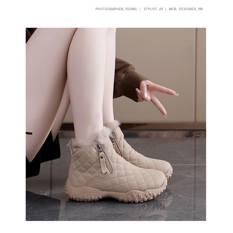 Women Fur Integrated Fleece Lined Thick Sole Warm Fashion Winter Snow Boots