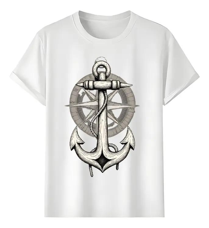 Tshirt Muscle Freaks Anchor Compass Estilo Náutico Marinero