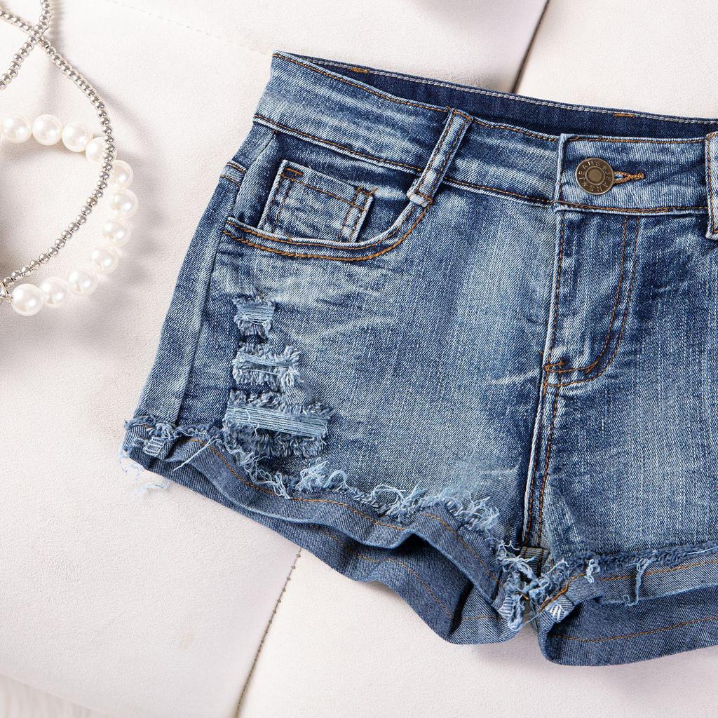 High-Waisted Plus Size European & American Sexy Denim Casual Shorts for Women