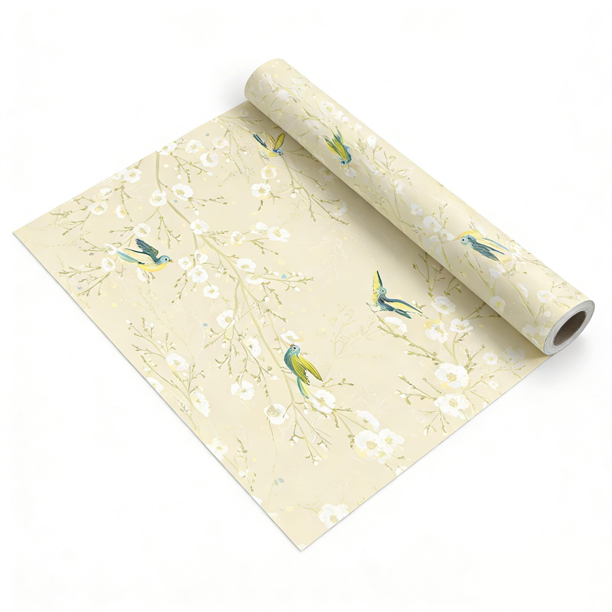 

VEELIKE Japanese Style Removable Wallpaper Heat Floral and Bird x Suitable for Fusuma Cutting Masking Grid Pattern on Ideal for Rental and Sticker, бежевый