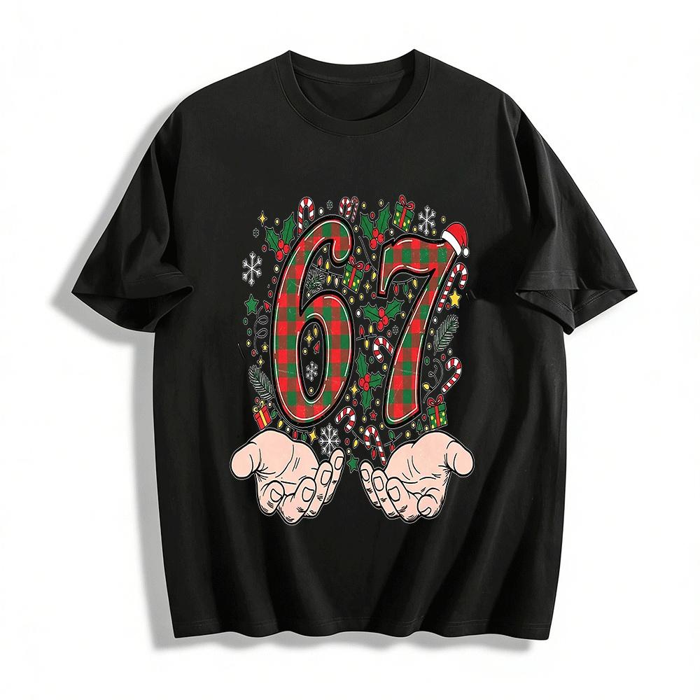 Christmas Plaid Number 67 Hands Holding Casual Top Pure cotton T-shirt XXS
