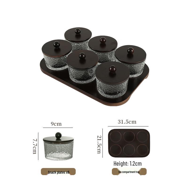 Japanese Style Hammered Glass Divided Serving Platter Set