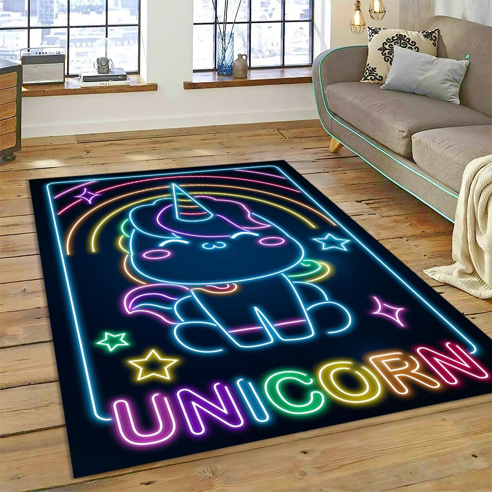 Cute Unicorn Girl Gift Cartoon Carpet Rug for Home Living Room Bedroom Sofa Doormat Decor,Kid Play Area Rug Non-slip Floor Mat