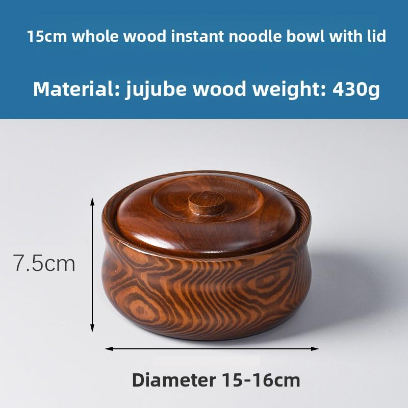 Acacia Wood Salad Bowl, Wooden Creative Rice Bowl, Environmentally Friendly Round Wooden Bowl