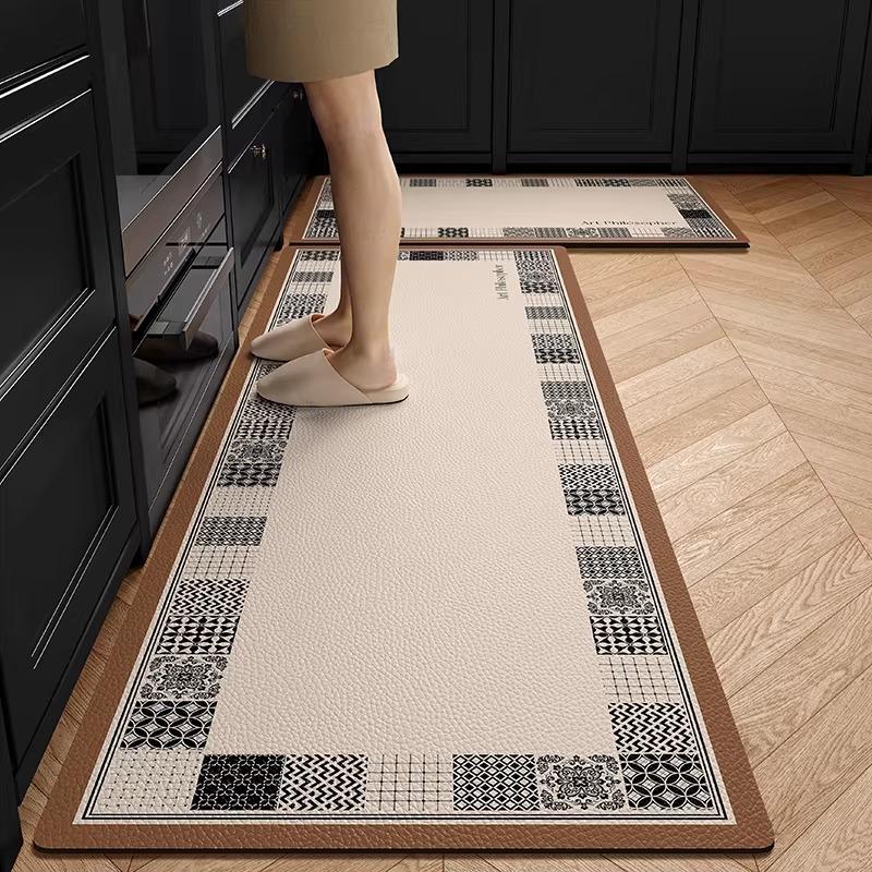 Carpet for Kitchen Floor Mat Pvc Waterproof Oil-proof Leather Rug Anti-slip Foot Mat Minimalist Modern Home Decoration