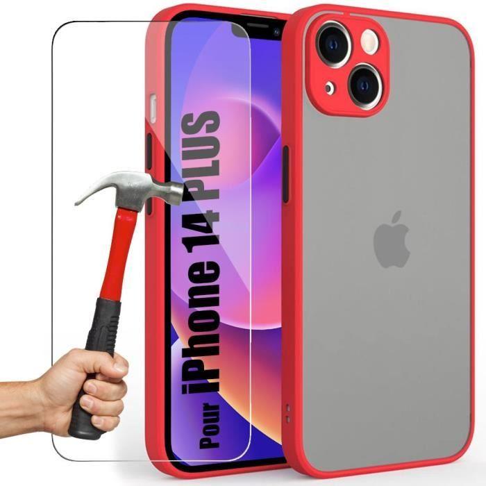 Coque de Protection - PROSHOP - pour iPhone 14 Plus - Rouge - Semi-rigide - 2 Verres Trempés
