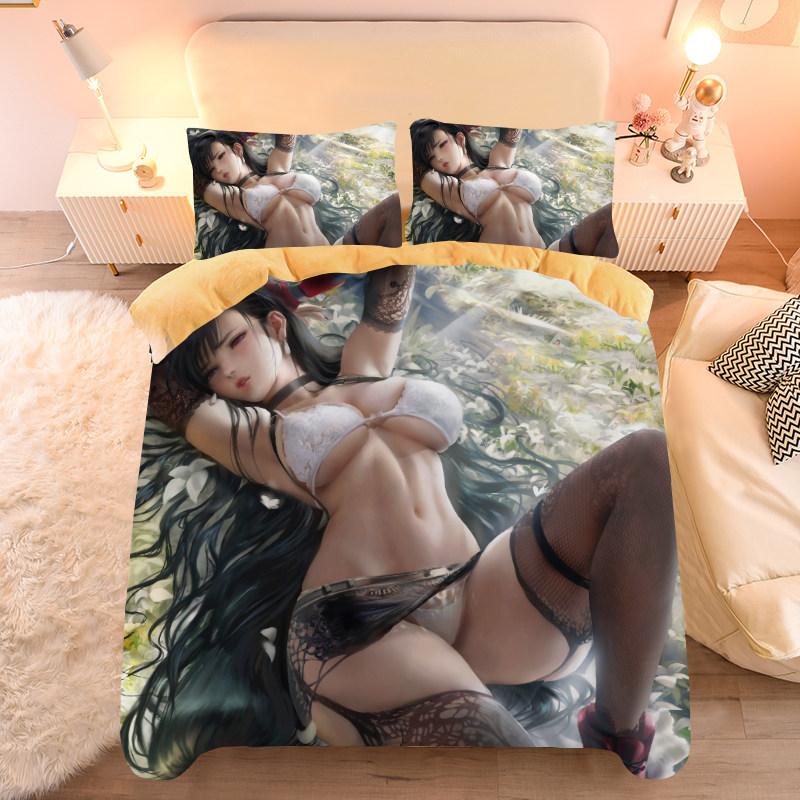 Customized Sexy Anime Pattern Duvet Cover Set Single/twin Size Bedding Set Anime Cartoon Print Quilt Cover Set 3pcs