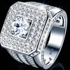Factory   925 Silver Wide Band Hip Hop Full Moissanite Ring Iced Out Cuban Style Street Rapper Statement Jewelry