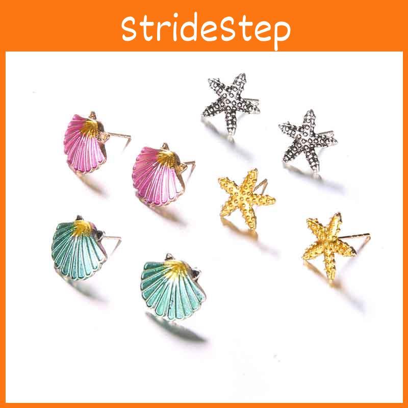 Exquisite Starfish And Shell Stud Earrings Featuring Stunning Mermaid Aesthetic