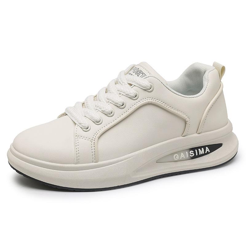

Korean version trend low-top lace-up platform shoes four seasons men s fashion casual little white shoes leather surface heightening sports shoes 44