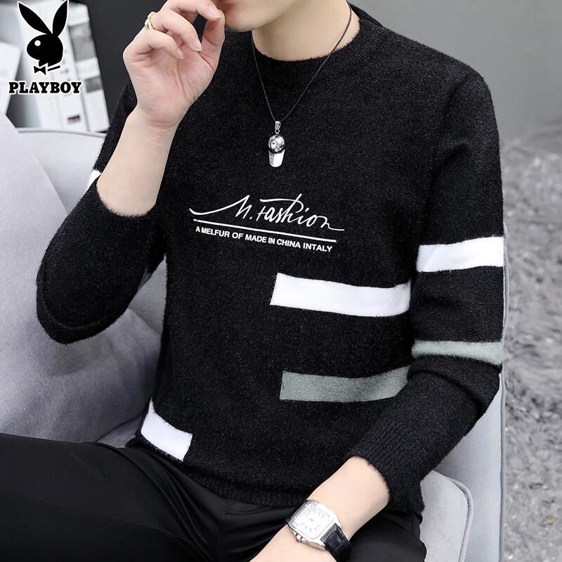 PLAYBOY Men's Trendy Winter Mink Velvet Knit Sweater