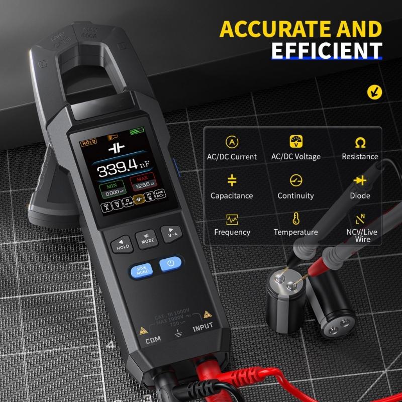 Digital Multimeter Measuring Diode Frequency with Brightness Adjustment Current Voltage Meter 10000 Counts Clamp Meter