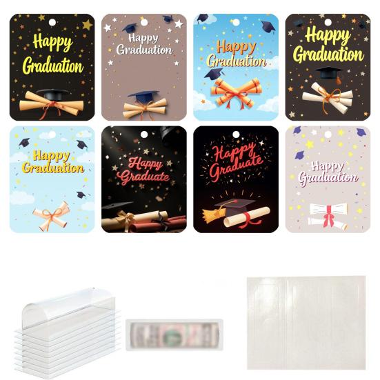 8 Pcs Father's Day Money Holder Ornaments Cash Money Holder Card with Plastic Cover And Adhesive DIY Father's Day Appreciation Gift