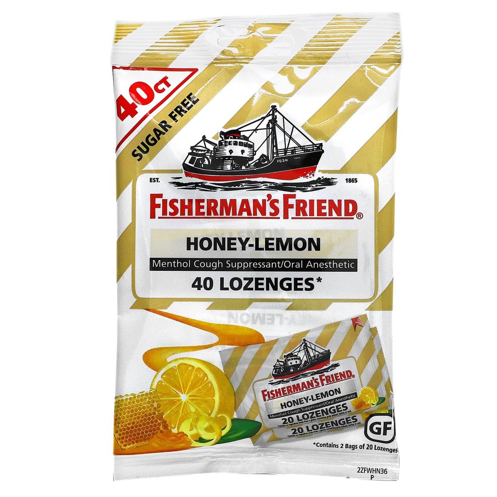 Fisherman'S Friend, Menthol Cough Suppressant Lozenges, Sugar Free, Honey Lemon Flavor, 40 Lozenges