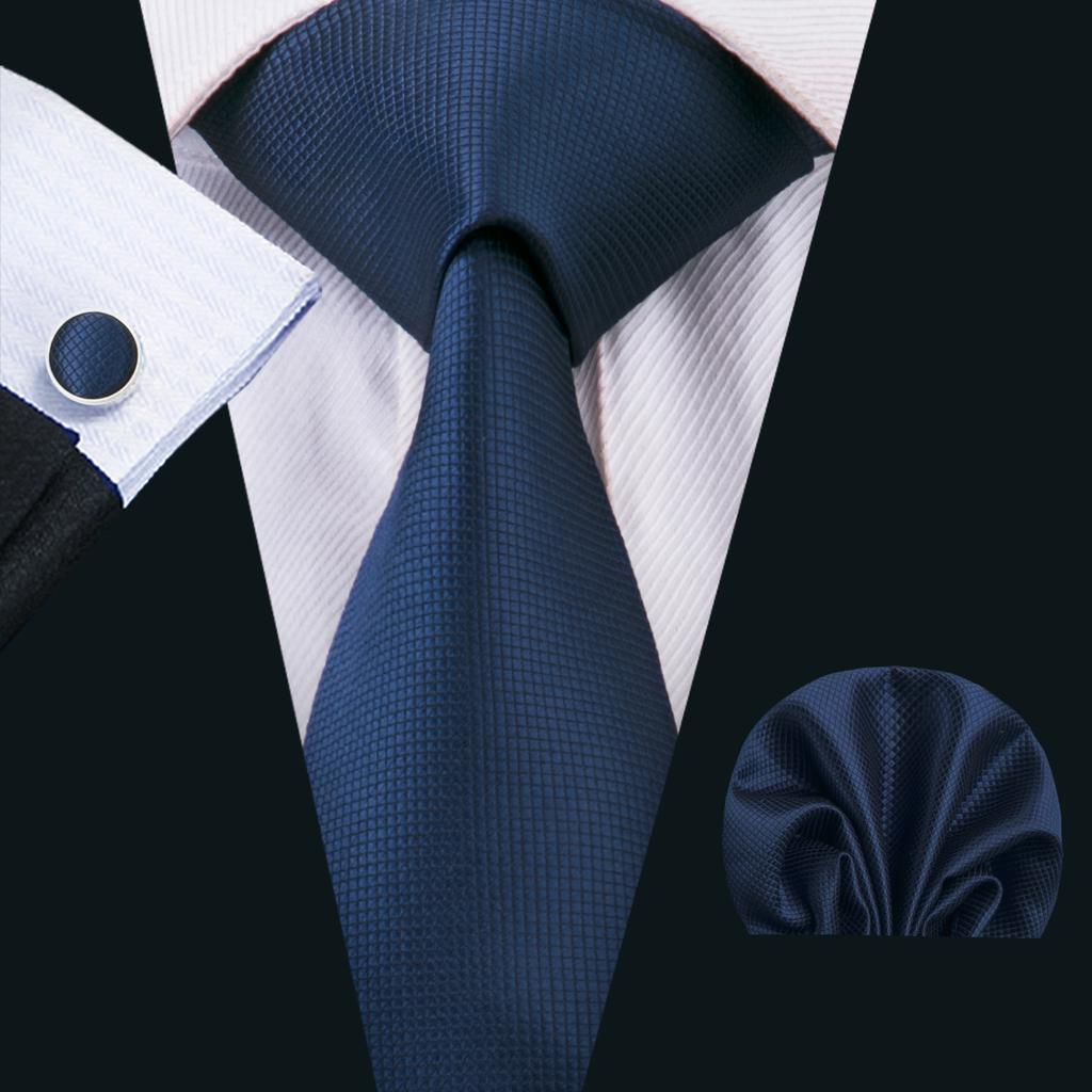 New Fashion Mens Accessory Silk Tie Set Necktie Pocket Square Cufflinks Set