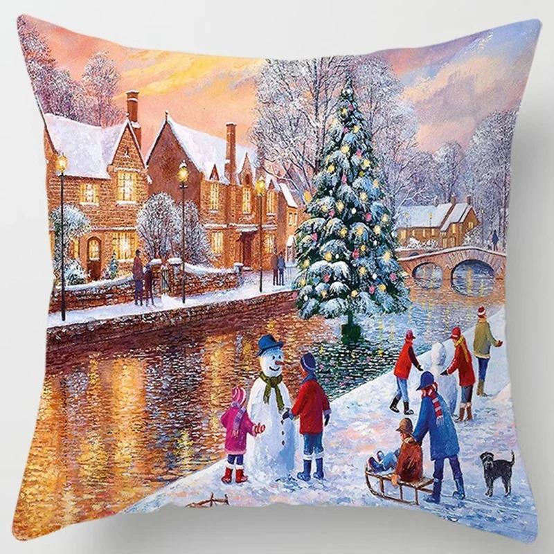 

Наволочки с рождественской тематикой Аксессуары для автомобиля Офис Санта-Клаус Гостиная Диван Домашние наволочки 40x40cm