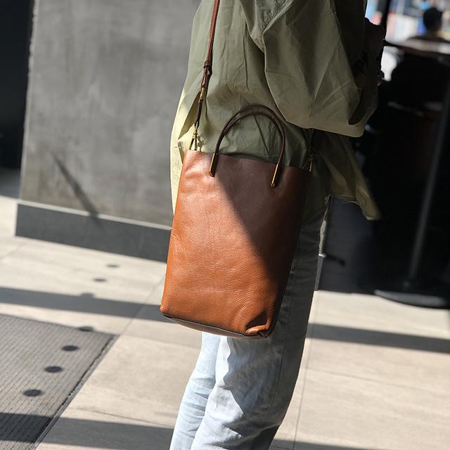 Johnature Einfache echtes Leder Frauen Tasche natürliche weiche Rindsleder Handtasche Verbundtasche Umhängetaschen