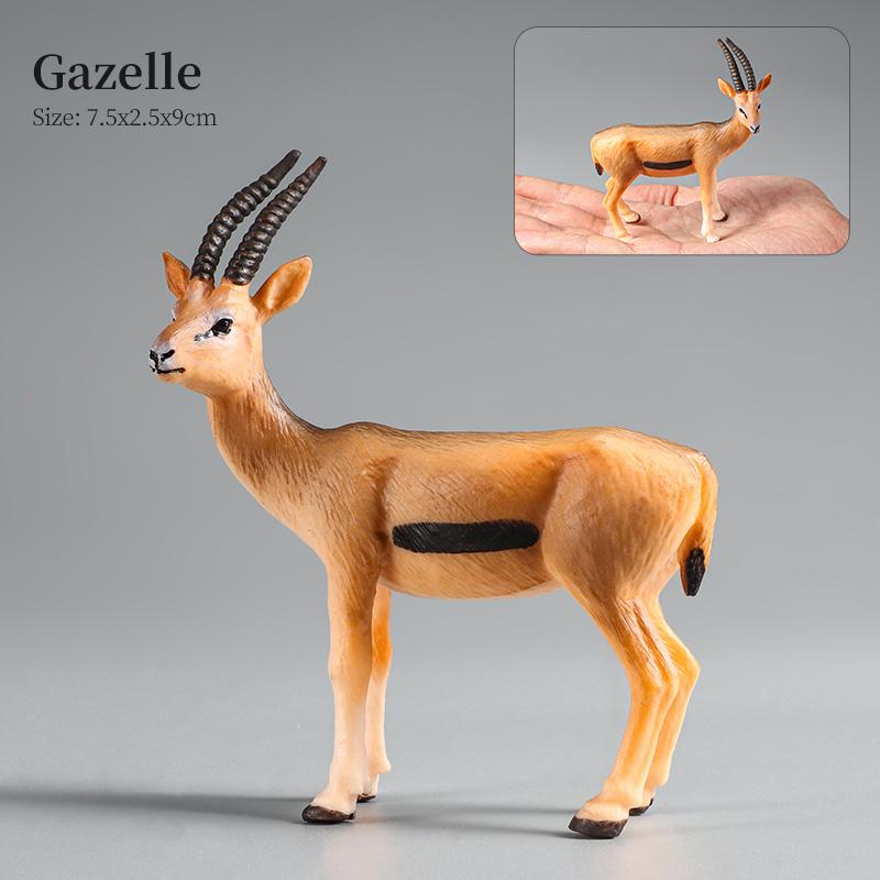 Montessori Wild Animals Model Toy Set - Lion Elephant Antelope Action Figures Miniature Zoo Figurines Educational Kids Gift