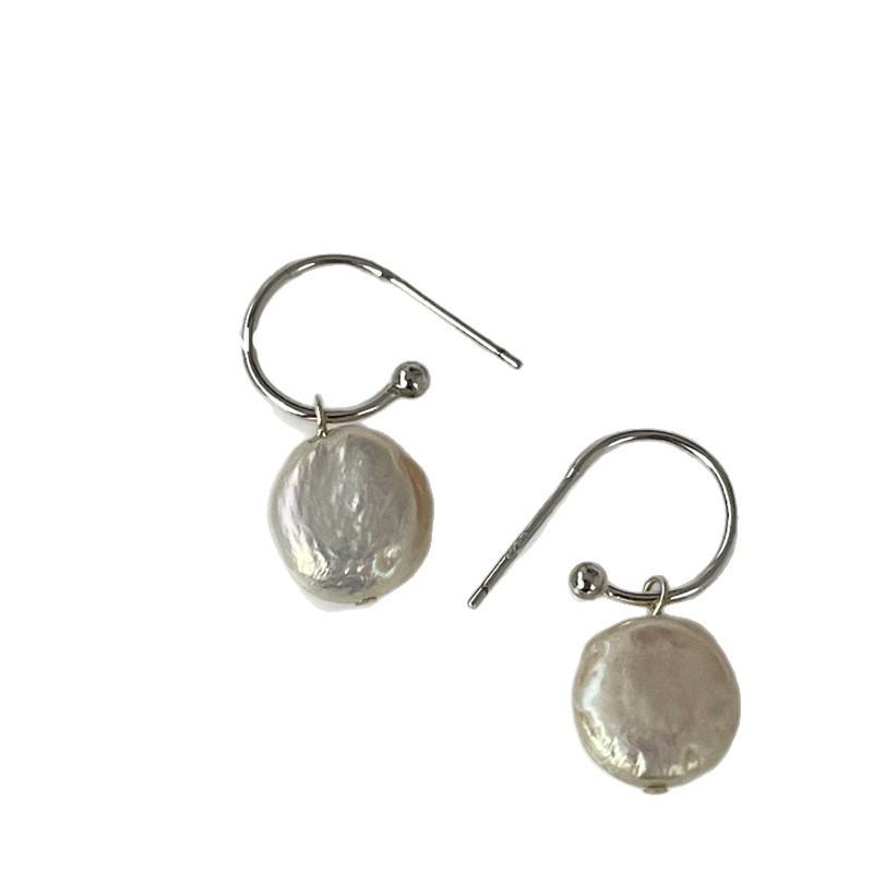 Su Chuang S925 Sterling Silver Baroque Pearl Earrings: Irregular, High-End Retro French Studs for Women