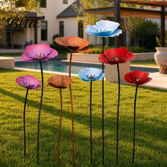 Accenti Floreali in Metallo per Patio 2 Pezzi Fiori Decorativi da Esterno Picchetti da Giardino Decorazione Fioriera