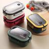 2 Layers Portable Student Lunch Box with Fork Spoon Can Be Heated In The Microwave Leakproof Thicker PP Plastic Split Lunch Box
