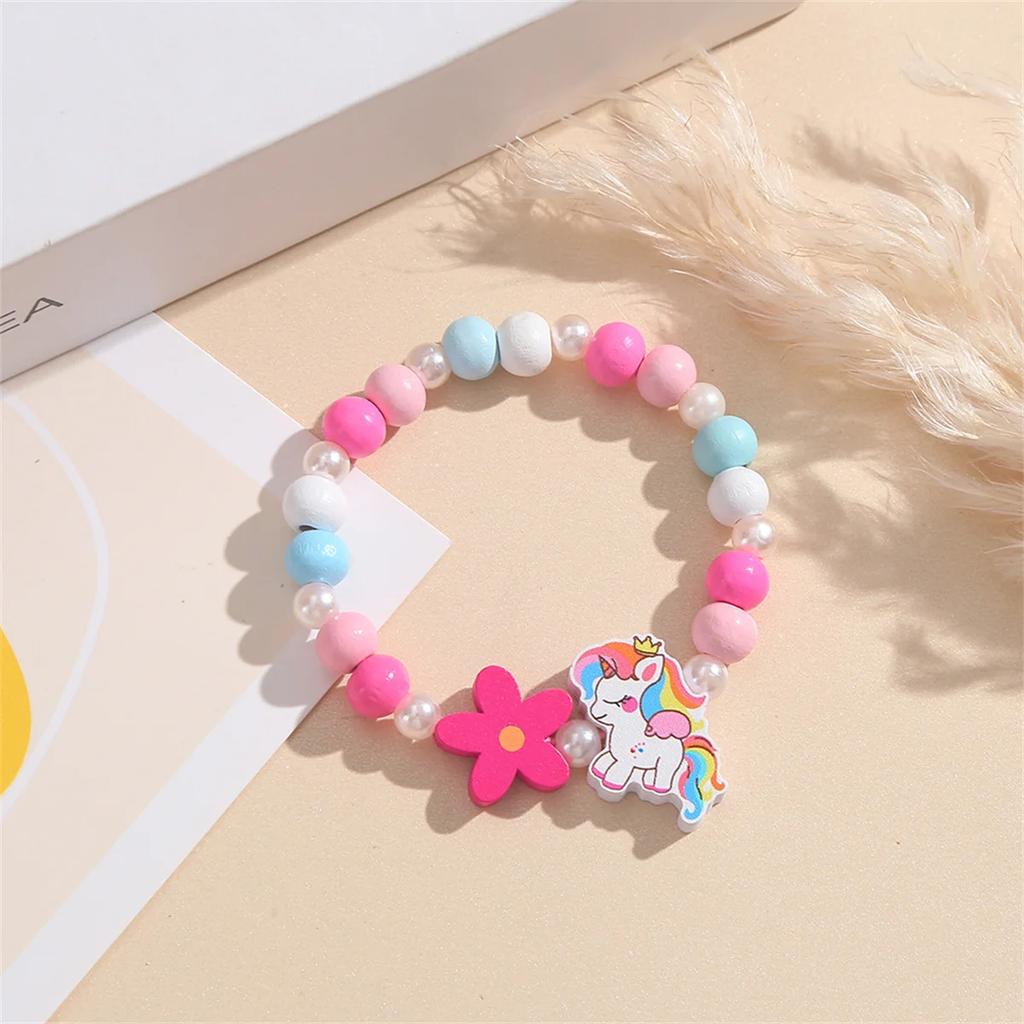 Flowers Fun Beads Cute Bracelet Cartoon Wooden Bracelets Best Friend Style Girls Star Moon Cloud Jewelry Accessories Trend