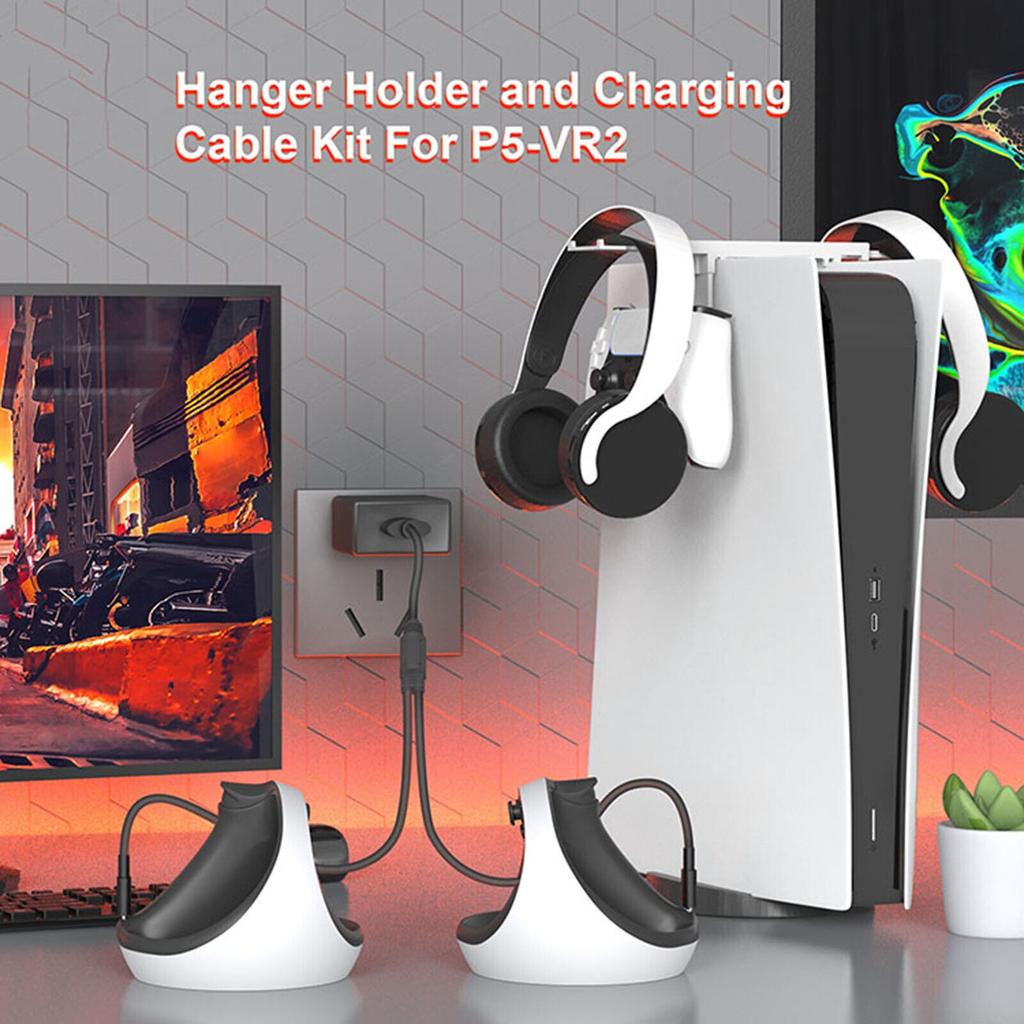 Controller Charger and Storage Bracket for PS5/PSVR2 Storage Stand/Rack Accessories, Charging Set, Type-C Cable Controller Hanger Stand