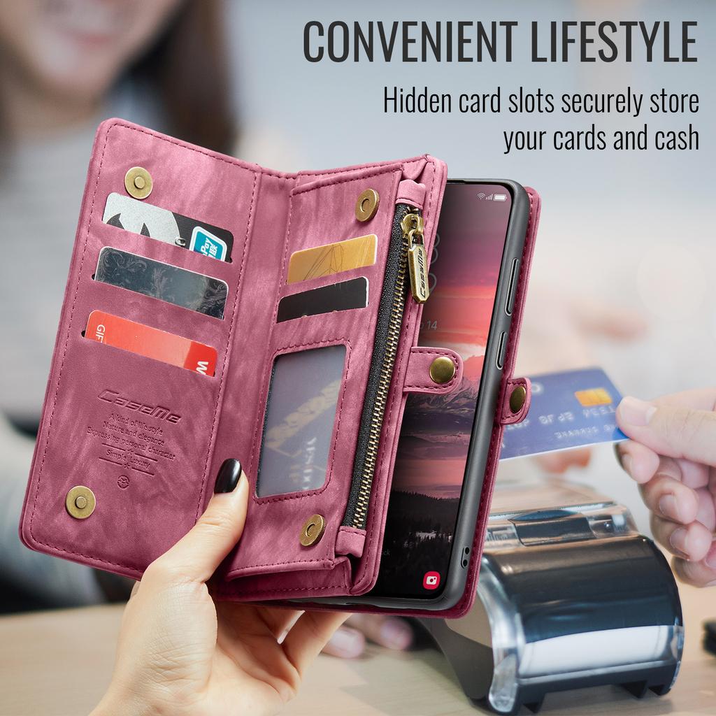 For Samsung Galaxy S25 Edge Phone Cases CASEME Leather Cover with Detachable Wallet and Strap