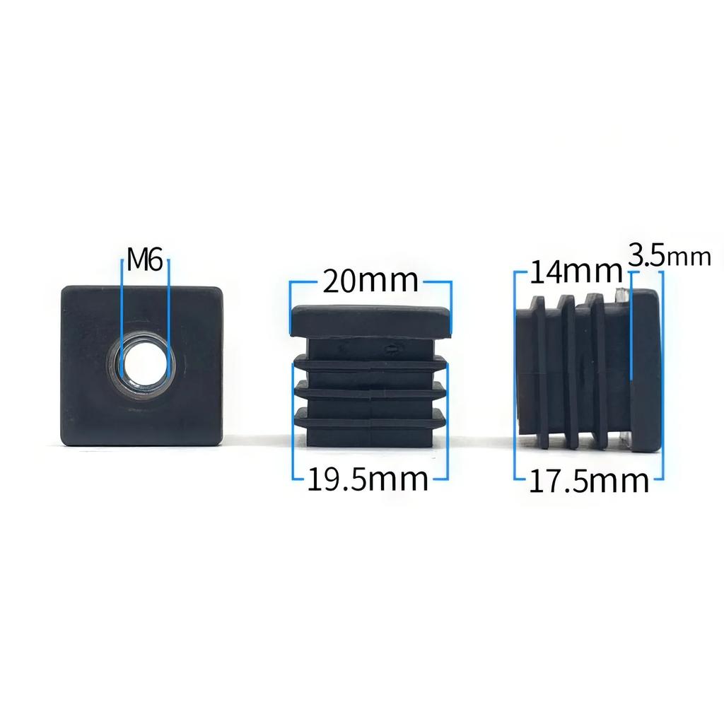 10 or 5pcs M5 M6 M8 Plastic Square Pipe Plugs with Nut Hole Blanking End Inserts Caps Pipe Cover Furniture Leg Feet Tube Plug