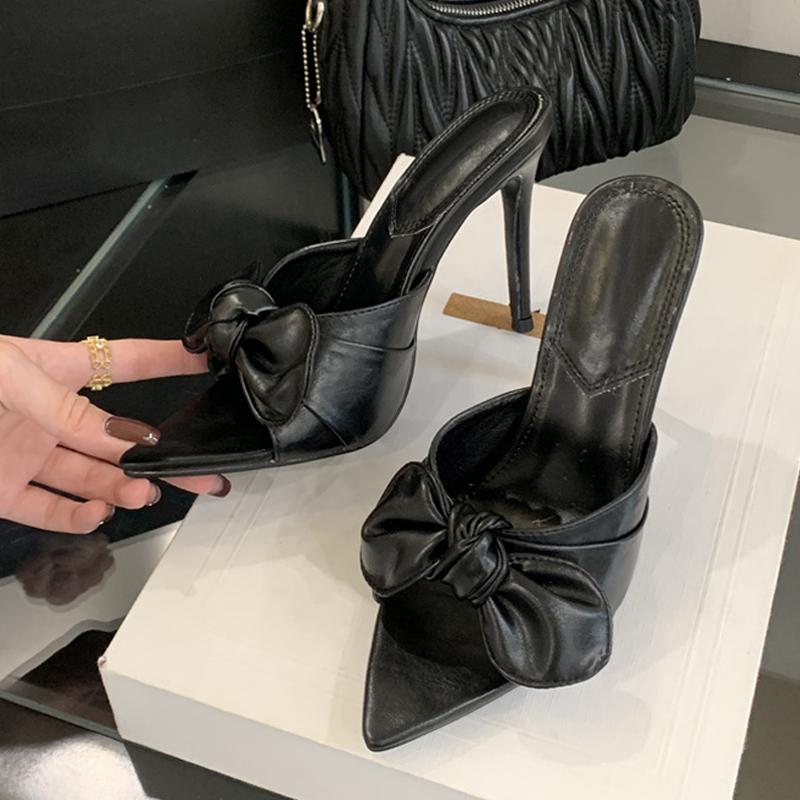 Fashion Liyke Designer Damen PU Leder Schleife Mode Hausschuhe Sexy Spitz Offene Zehen Dünne Hohe Absätze Party Abschlussballschuhe Damen Sandalen
