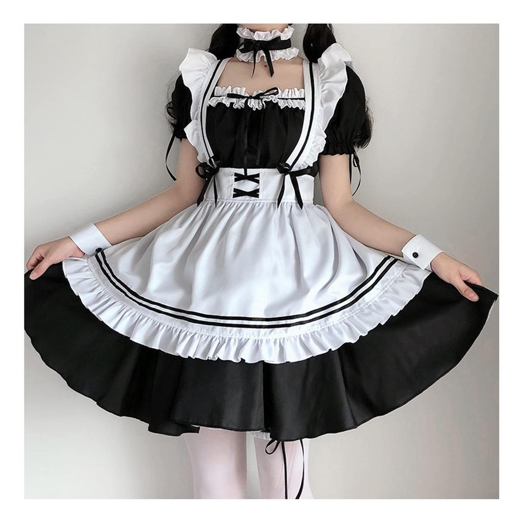 Cute Maid Lolita Cosplay Gothic Lolita Dress for and Costumes with Bows Halloween, Parties, Events, (Size M)
