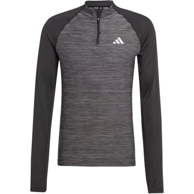 Posilovna AEROREADY Trénink 3 pruhy 1/4 zip Módní Prodyšné Tričko s dlouhým rukávem Pánské Topy Černá IM7487