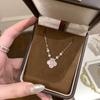 Women Light Luxury Four Leaf Clover Pink Mother Of Pearl Clavicle Necklace