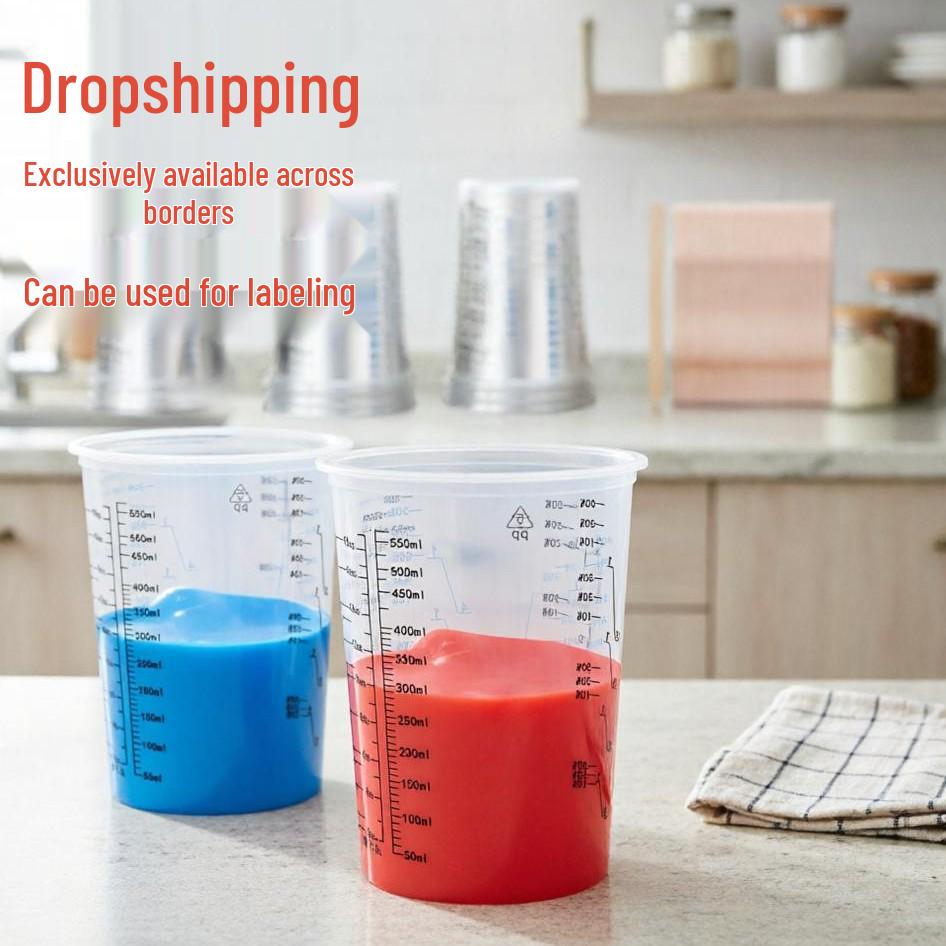 600ml Disposable Clear Plastic Mixing Measuring Cup for Paint and Resin