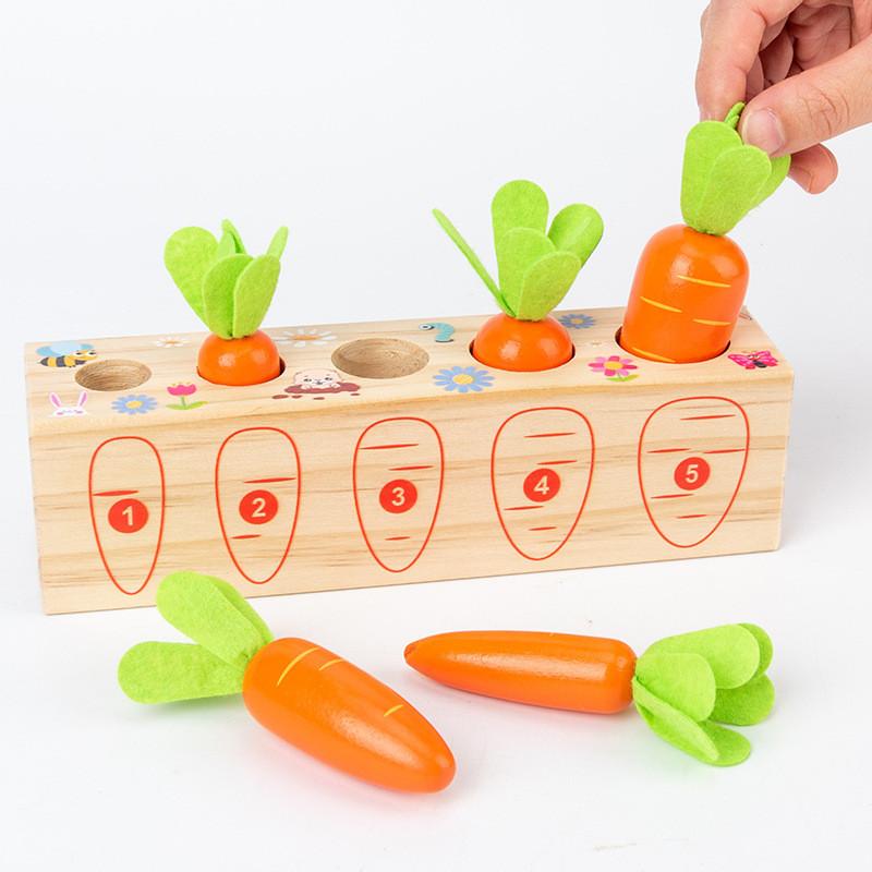 Digital Wooden Carrot Pulling Game Educational Toy For Toddler Learning Play And