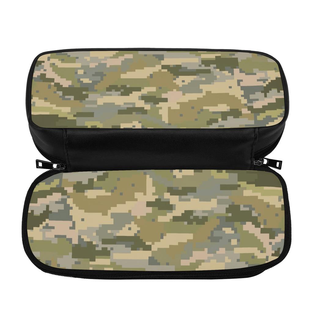 Trousse à crayons en cuir PU structurée pour un rangement soigné de la papeterie avec rangement multi-compartiments pour étudiants, bureau, déplacements professionnels