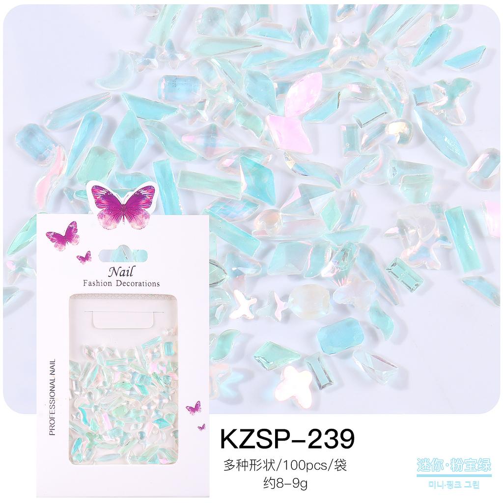 Bagged Flat Bottom Special-Shaped Diamond Nail Art Jewelry Aurora Color Abs Resin Diamond Nail Art Diamond Jewelry