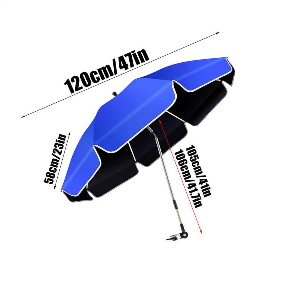 360 Adjustable Chair Umbrella With Clamp 23-inch Beach Chair Sunshade Camping and Fishing Umbrella Anti-Uv Beach Chair Parasol