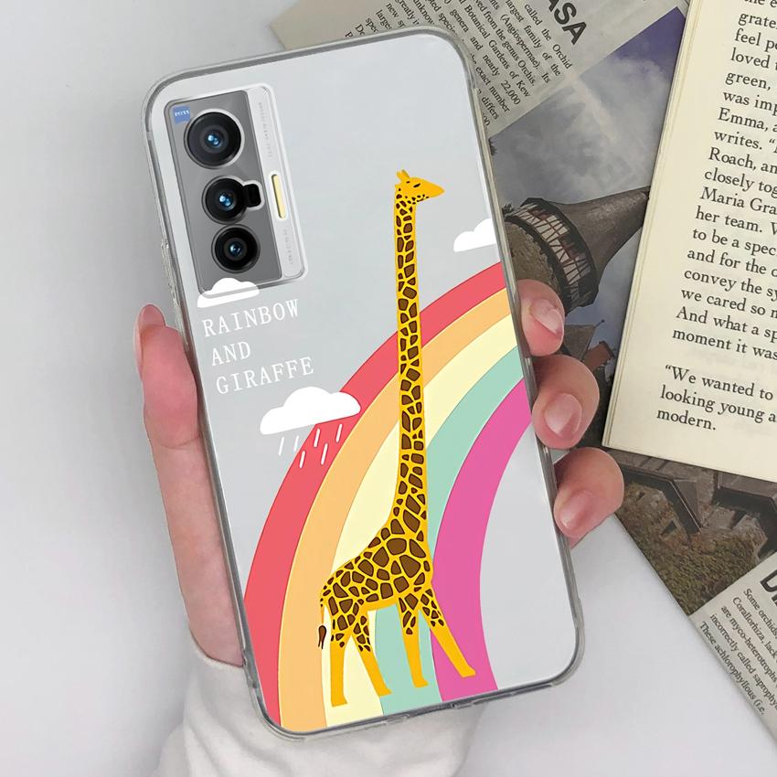 Casing For Vivo X70 X80 X60 Pro Plus X200S X21 X27 Beautiful Pink Heartshaped Pattern Phone Case Transparent Silicone Anti Slip Shell For Vivo Housing