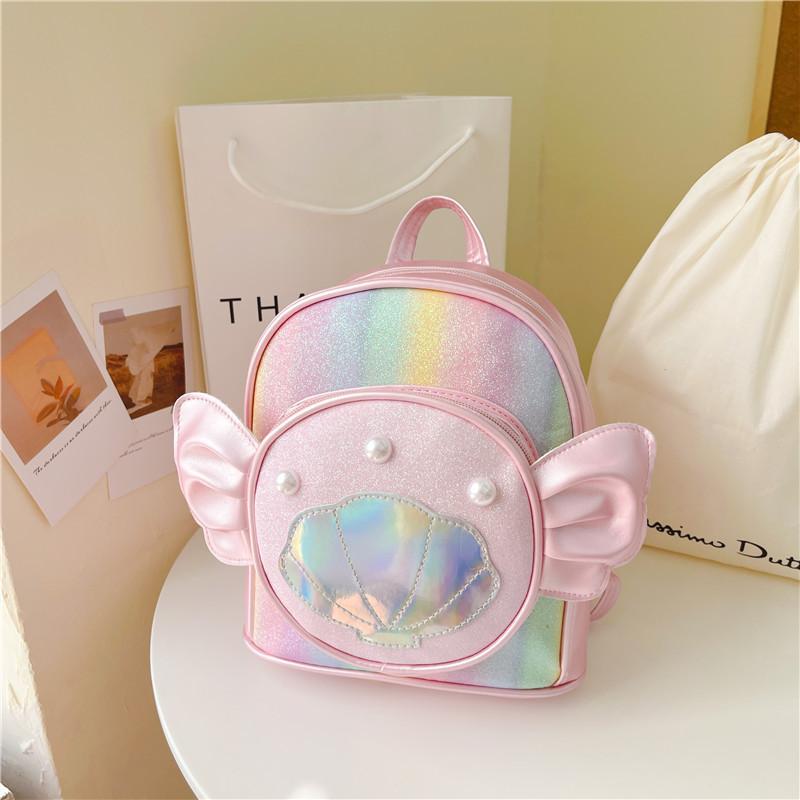 Adorable Girls Pu Winged Backpack Stylish Princess School Bag For Kids